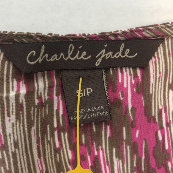 Charlie Jade 100% Silk Romper Colors Pinks/Cream/Tan Size S/P - Picture 10 of 13